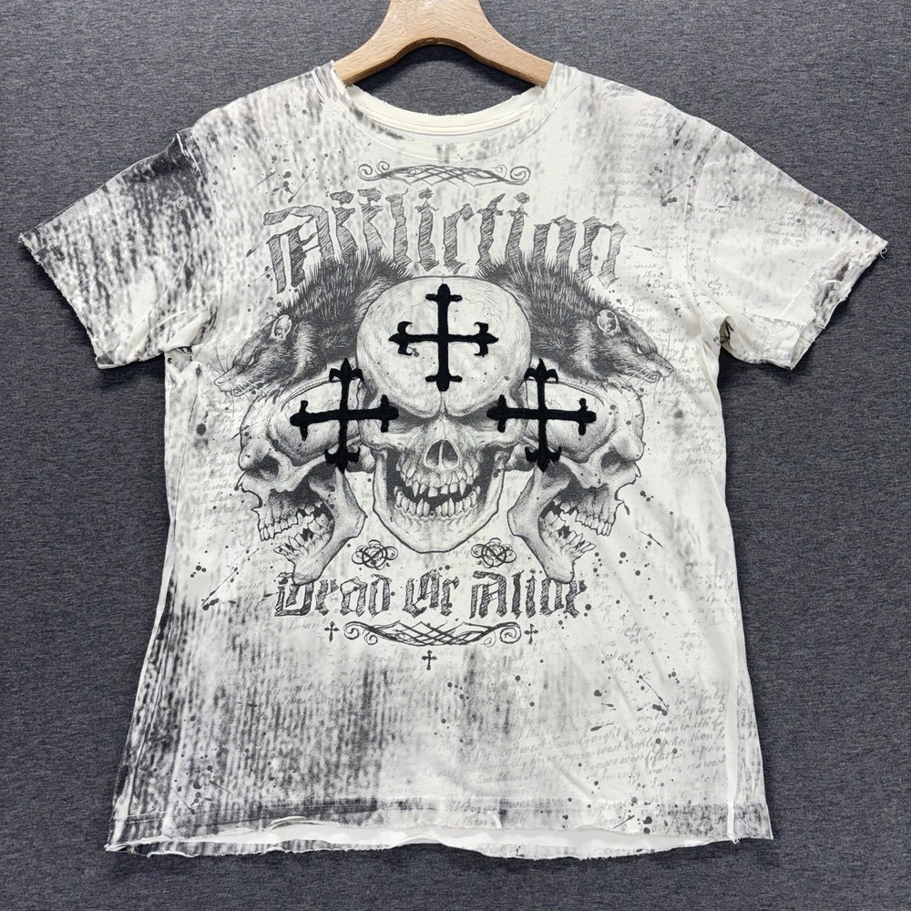VTG Affliction Shirt Small Fracture Skull Cross Patch USA Y2K Dead Or Alive Tee